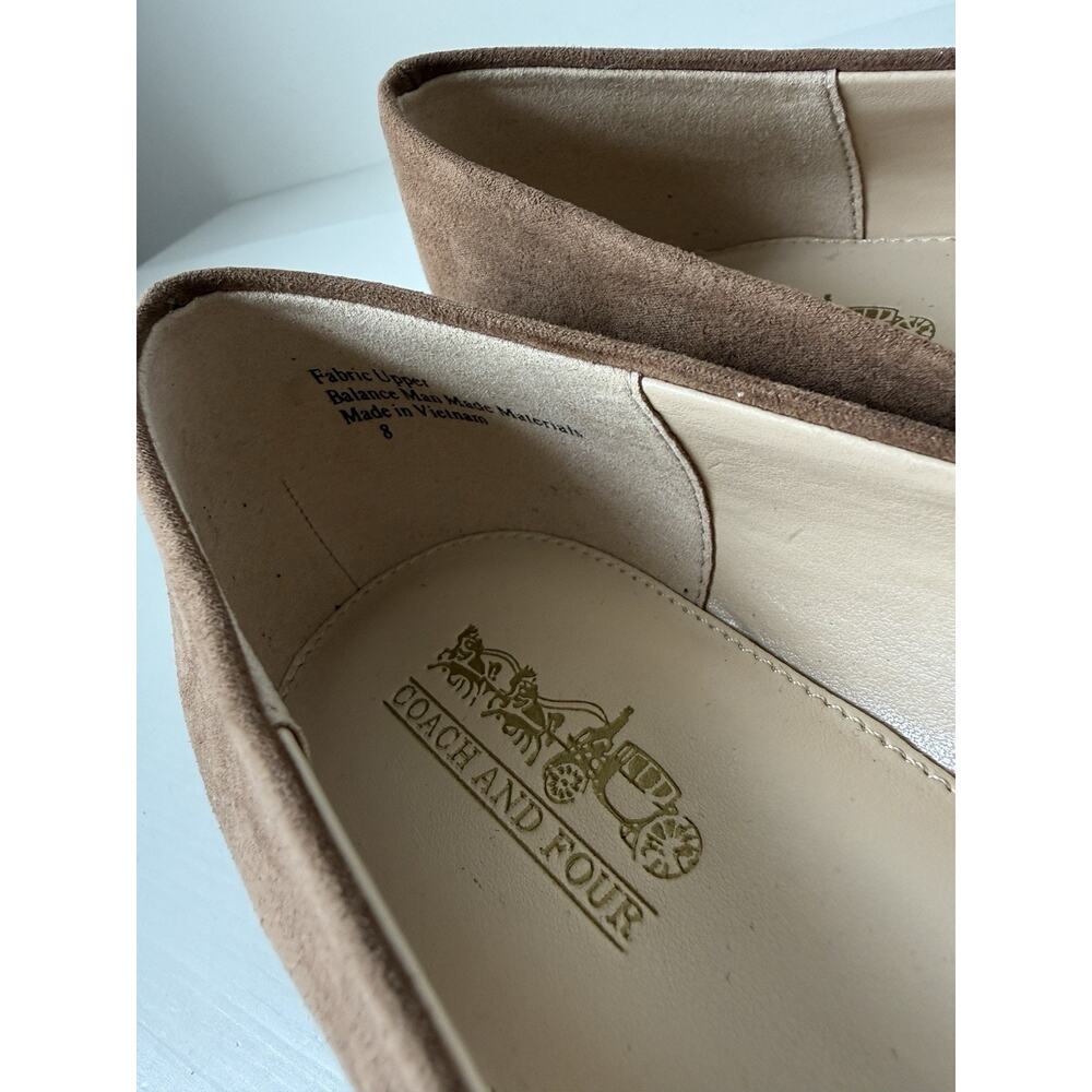 Coach & Four Ballet Flats Womens 8 Beige Bow Pointed Toe Slip On Casual Comfort - Picture 6 of 8